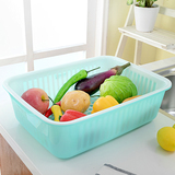 塑料大号长方形双层沥水篮 厨房洗菜篮水果盘蔬菜收纳筐果蔬盆子