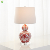 现代中式台灯卧室床头温馨欧式奢华简约陶瓷台灯婚房红色装饰台灯