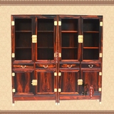 明清古典红木家具老挝大红酸枝素面组合书柜/书架/储物柜交趾黄檀