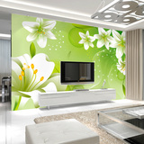 绿色护眼百合花 大型壁画客厅电视背景墙壁纸3d无缝卧室墙纸壁画