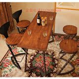 可定做星巴克创意餐桌椅组合复古咖啡桌餐厅家用餐桌铁艺实木桌子