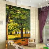 欧式森林风景油画玄关壁画客厅走廊过道背景墙纸无缝整张背胶壁纸