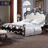 逸邦全实木床 欧式床创意家具新古典床1.8米卧室奢华描银法式大床