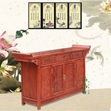 中式红木三联柜 花梨木实木三门神柜经典玄关柜两头翘多用神台