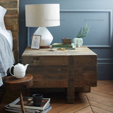 美式卧室宜家松木柜实木柜创意客厅休闲茶桌做旧简约柜床头柜家具