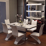 餐桌椅组合现代简约6人 家用时尚餐桌长方形西餐桌烤漆欧式餐桌子