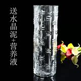 包邮 水晶玻璃透明花瓶方形特大号富贵竹百合插花花台面落地花瓶