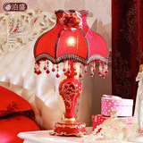 结婚台灯喜庆礼物红色婚房插电温馨浪漫可调节欧式卧室床头台灯