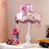田园台灯卧室床头灯紫色碎花公主创意韩式温馨房间可调光梳妆台灯