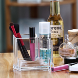 正品透明亚克力化妆品收纳盒有盖桌面整理盒塑料眉笔置物架棉签盒