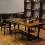 loft美式实木办公桌会议桌 简约长条桌大板 工作写字台电脑设计桌