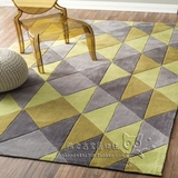 欧式美式几何格子地毯卧室床边地毯客厅茶几样板间玄关手工地毯