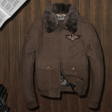 二战美国空军飞行服g1飞行员牛皮皮衣真皮机车皮夹克修身男式外套