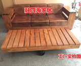 美式复古LOFT工业风格铁艺实木沙发 做旧实木沙发椅仿古实木卡座
