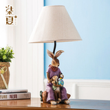 树脂台灯儿童房田园风家居饰品美式乡村创意卧室床头兔子动物摆件