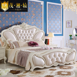 茂湘辕 欧式床 卧室双人床 真皮实木床1.8米法式公主床储物高箱床