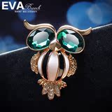 EVA高档胸针品牌 水晶猫头鹰胸针 个性创意配饰 女休闲装饰品