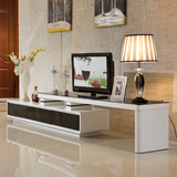 现代简约钢化玻璃客厅可伸缩烤漆电视柜茶几组合地柜矮柜储物柜