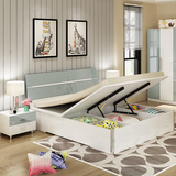 现代简约时尚卧室亮光烤漆家具板式双人1.5米1.8气动高箱储物大床