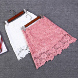 夏季新款韩版镂空包裙学院风布裙子a字半身裙粉白蕾丝包臀半身群