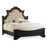 美式乡村黑色做旧双人床1.8米1.5米实木床婚床别墅样板房卧室家具