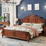 美式乡村实木床1.5m简约新古典欧式复古双人床婚床1.8米卧室大床