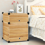 简易床头柜 现代简约储物柜 实木纹卧室塑料小收纳柜儿童组装柜子