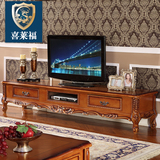 美式电视柜 新古典客厅实木雕花电视机矮柜储物柜 欧式家具地柜