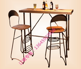 loft复古吧台桌椅组合酒吧高脚凳靠背椅子长条高吧桌休闲餐台桌椅