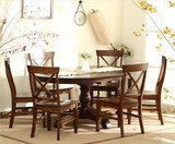 美式全实木圆形拉伸餐桌 伸缩椭圆形可折叠功能大餐台饭桌定制