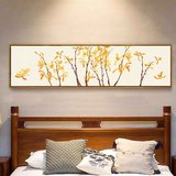 卧室墙壁挂画床头背景墙画装饰现代新中式花卉字画兰花图横幅福字