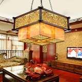 现代中式大吊灯茶楼酒店别墅工程灯仿古客餐厅大厅木艺吸顶灯具