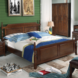 杰特森美式实木床1.8米1.5米头层牛皮软靠双人床胡桃木实木婚床