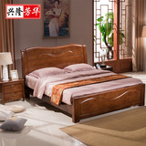 中国质造极有家实木床加厚双人橡胶木床现代中式1.8米高箱储舞床