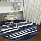 时尚地中海蓝色宜家地毯客厅茶几沙发地毯卧室床边手工圆形地毯CL