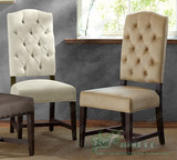 美式实木餐椅/书椅 美式简约北欧软包高背餐椅 布艺软包拉扣椅子