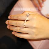 韩国天然淡水珍珠戒指女银简约日韩气质欢乐颂同款戒指开口潮人