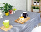 日式田园棉麻条纹桌布电脑餐桌台布简约布艺多色布艺
