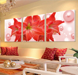现代客厅装饰画沙发背景三联无框画卧室婚房壁画餐厅墙画玫瑰花卉