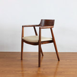 实木餐椅现代简约广岛咖啡椅酒店餐桌椅子家用桌椅客厅靠背扶手椅