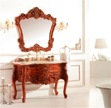 仿古红橡木卫浴柜欧式实木落地浴室柜复古中式卫生间梳妆台组合柜