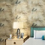 美式花鸟约克风格墙纸 客厅电视卧室床头玄关背景满铺纯纸壁纸