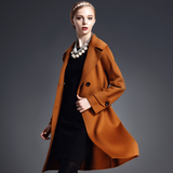 冬装新款2016女装欧美大牌高端双面羊绒大衣 女 中长款羊毛呢外套