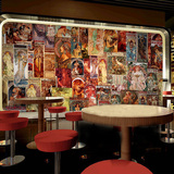 3D欧式复古抽象油画玄关背景墙壁纸主题餐厅咖啡厅客厅卧室墙纸