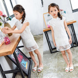女童中国风蕾丝立领旗袍儿童夏新款童装汉服连衣裙2-6岁夏装裙子