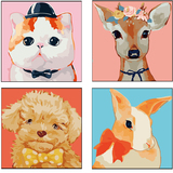 diy数字油画动漫卡通动物大幅儿童手绘填色装饰画抽象25*25玫瑰鹿