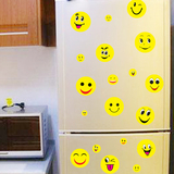 可移除墙贴纸贴画卡通可爱表情黄色笑脸Q版厨房卫生间冰箱柜门