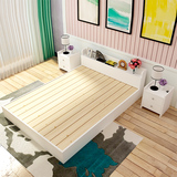 简约现代板式床实木床1.2米单人床1.5米1.8米双人床榻榻米储物床