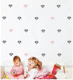 北欧童品独家定制ins 钻石背景黑白色图案墙贴纸创意儿童房装饰