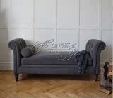 美式贵妃椅 新古典布艺美人榻沙发 小美式酒店样板房躺椅可定制